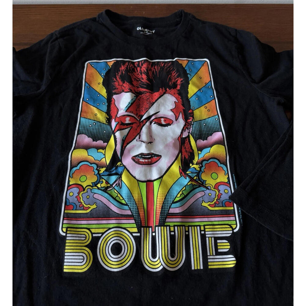 Old Navy David Bowie Long Sleeve Tee T-Shirt Kids Boys Girls Medium (8) Black